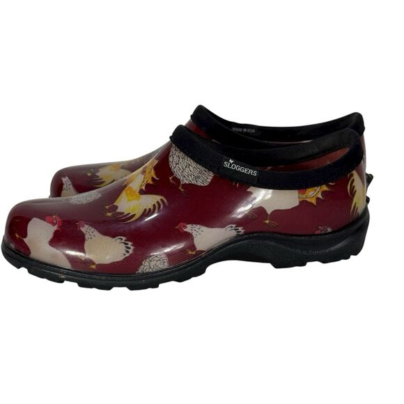 Sloggers Women's Waterproof Muck Garden Shoe Chicken Rooster Red Sz 7 - Picture 3 of 8